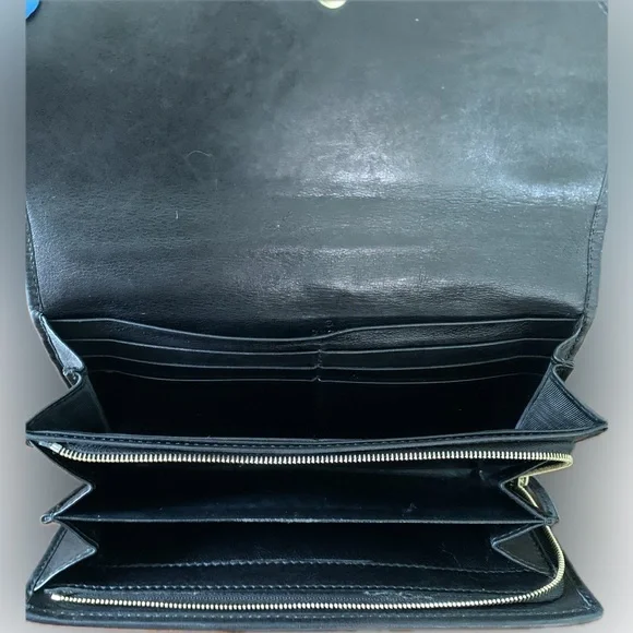 Gucci Vintage Long Black Wallet with Gold Logo - Picture 5 of 13